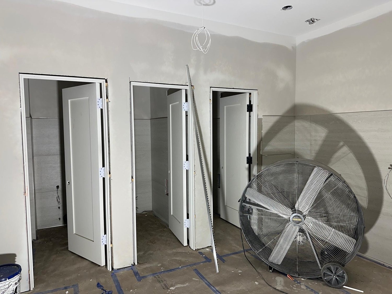 New doors and drywall in the Harbourview restrooms