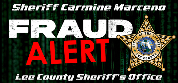 Sheriff Carmine Marceno Fraud Alert banner, Lee County Sheriff’s Office