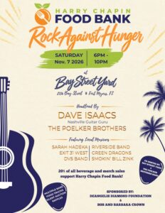 Rock Against Hunger flyer for the Nov. 7 Bay Street Yard benefit concert