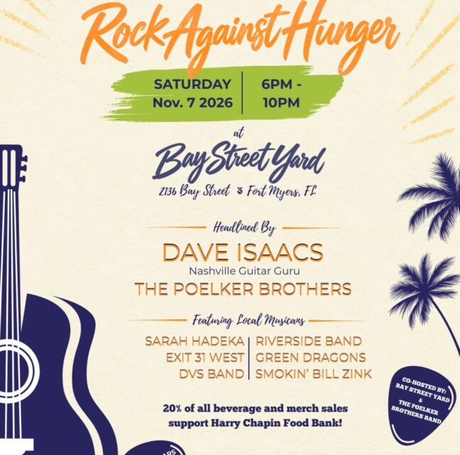 Rock Against Hunger flyer for the Nov. 7 Bay Street Yard benefit concert