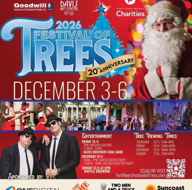 2026 Festival of Trees poster with Santa, performers and December 3-6 event dates