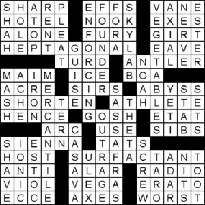 Completed crossword puzzle solution grid for November 2026